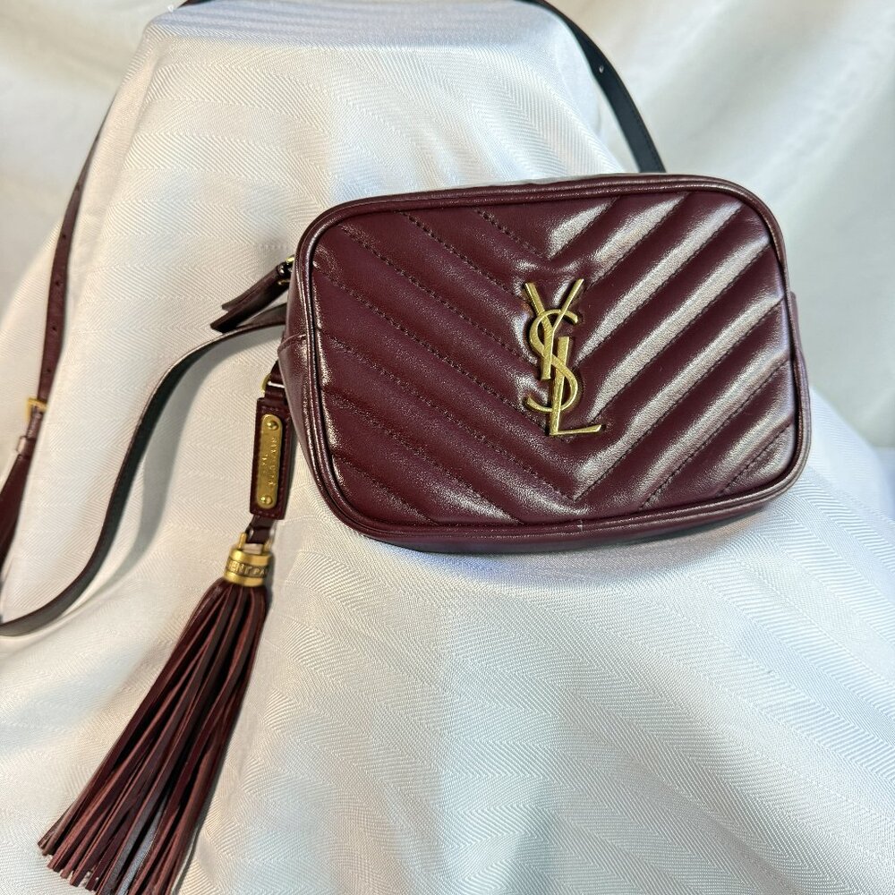Saint Laurent Lou Camera Bag – Burgundy Leather with Tassel
